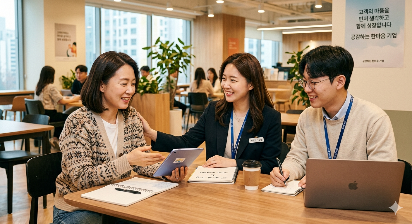 고객의 비즈니스 성공을 위해 상담하고 공감하는 한마음 기업 이미지